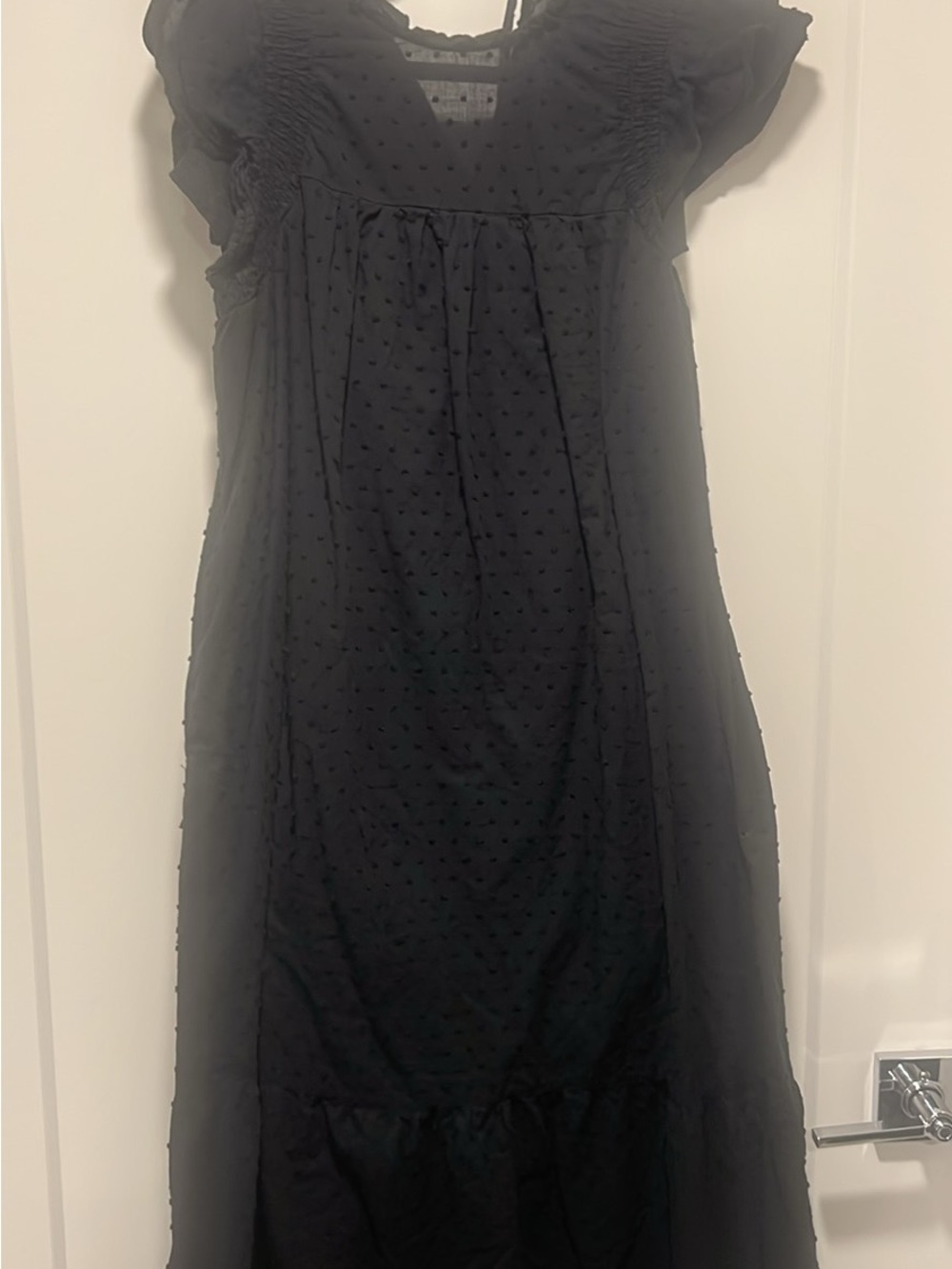 Black Swiss Dot Maxi Dress